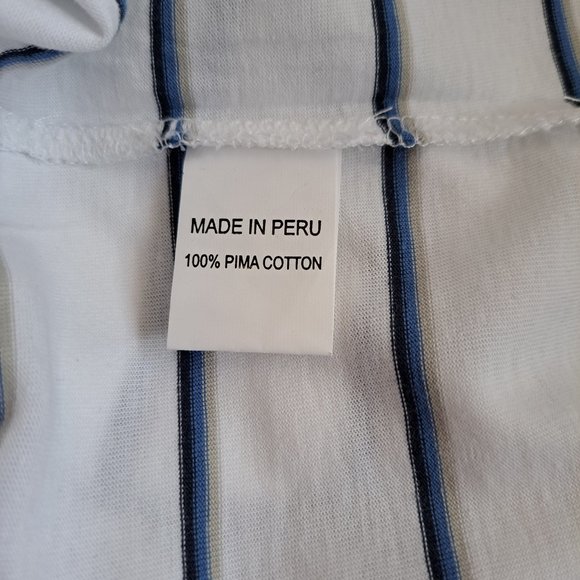 NWT Left Coast Tee Men's 100% Cotton White Blue Striped Sweater Size M - Picture 11 of 15